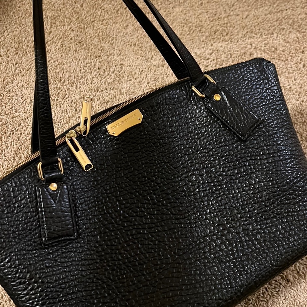 Burberry Black Leather Tote / Bag /Purse (like new)